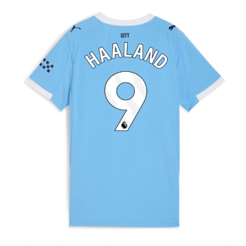 Billige Fotballdrakt Manchester City Erling Haaland #9 Replika Hjemmedrakt Dame 2025-26 Kortermet Billige Fotballdrakt Manchester City Erling Haaland #9 Replika Hjemmedrakt Dame 2025-26 Kortermet